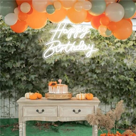 LED Neon Happy Birthday Sign Night Light Party Decorations White USB Operated - Picture 6 of 8